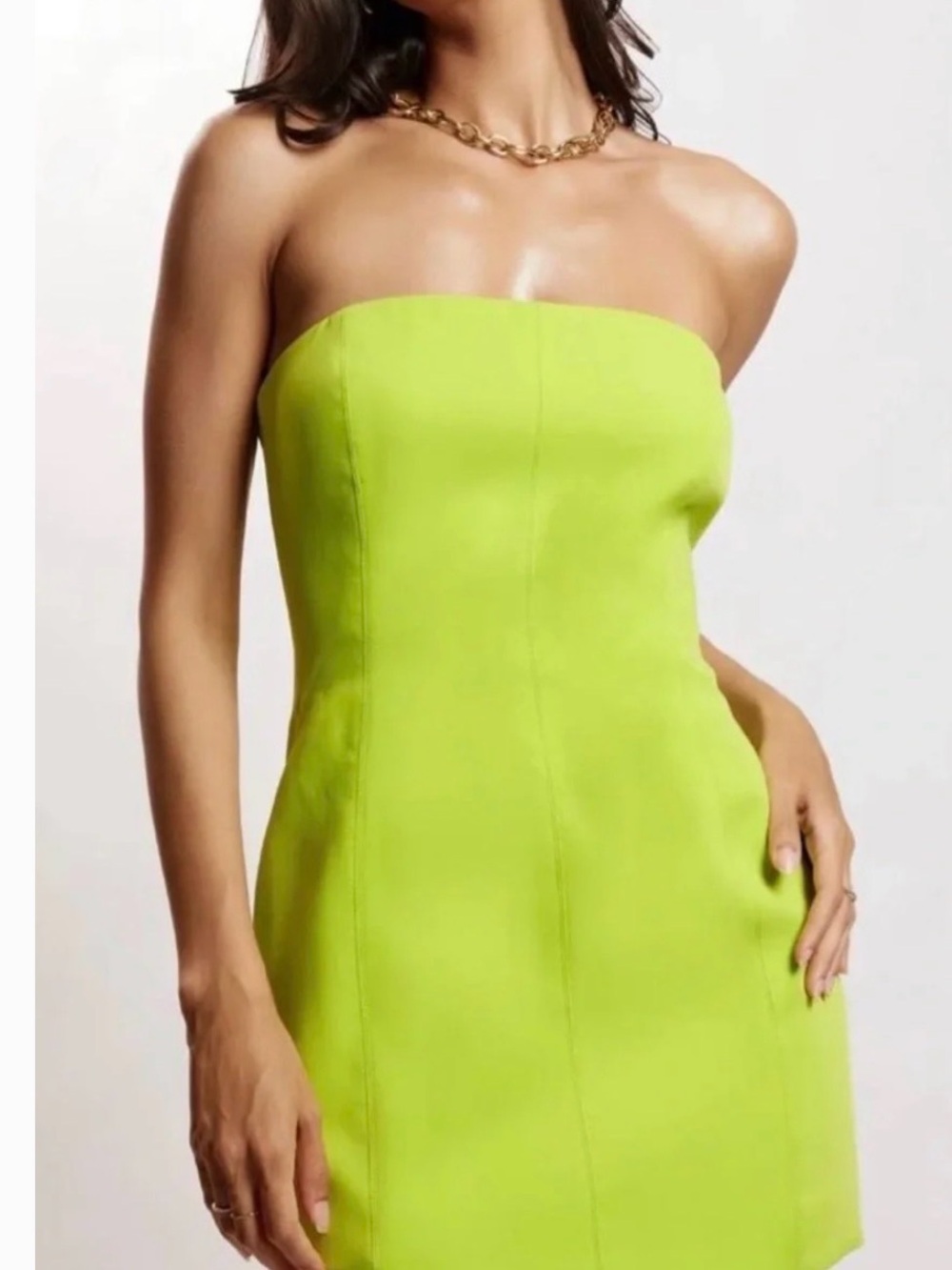 Meshki Neon Lime Strapless Mini Dress